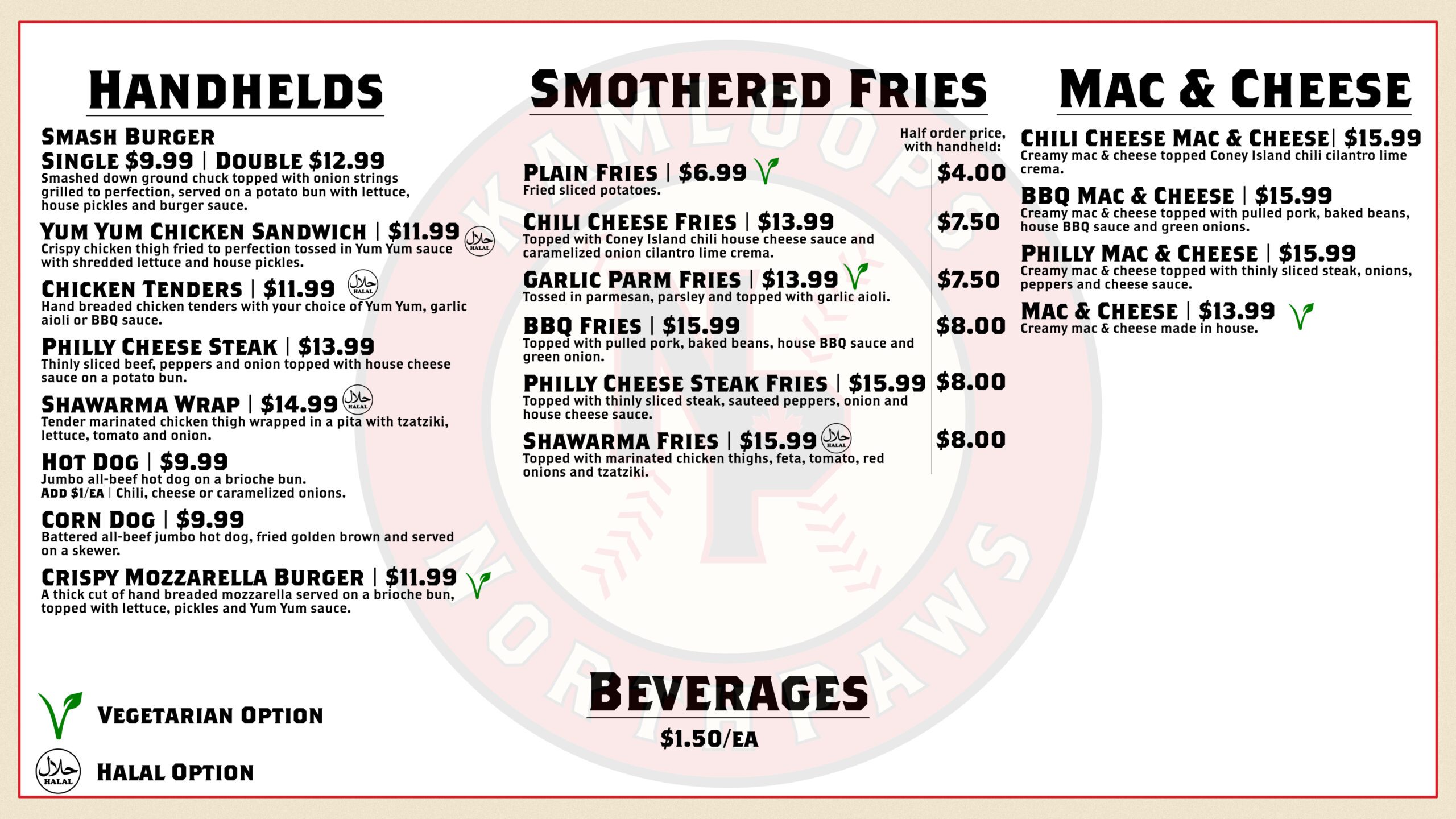 The Kanteen Menu